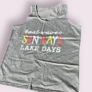 Lake Days Racer back cotton polyester tank women’s size XL.  Lake days